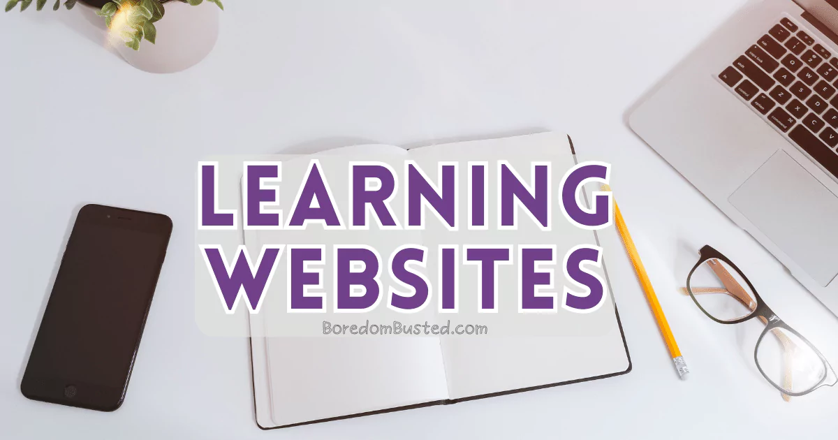 A laptop with learning websites to cure your boredom, "Learning Websites"
