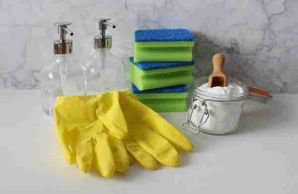 household cleaner, cleaning, gloves, soap