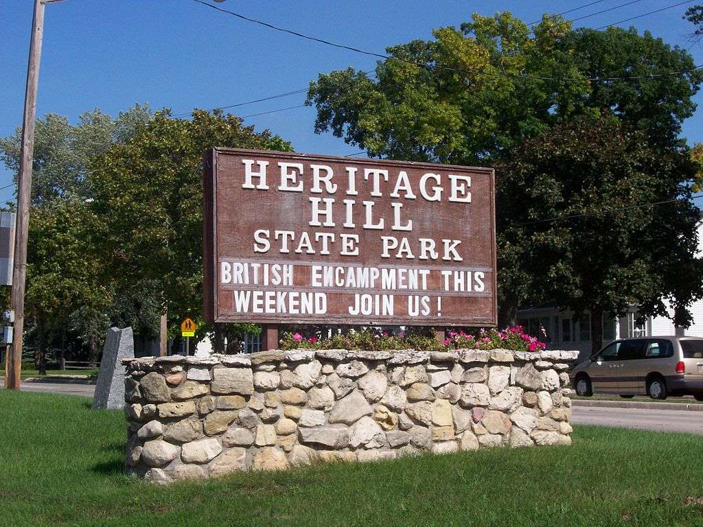 heritage hill state park welcome sign, museum