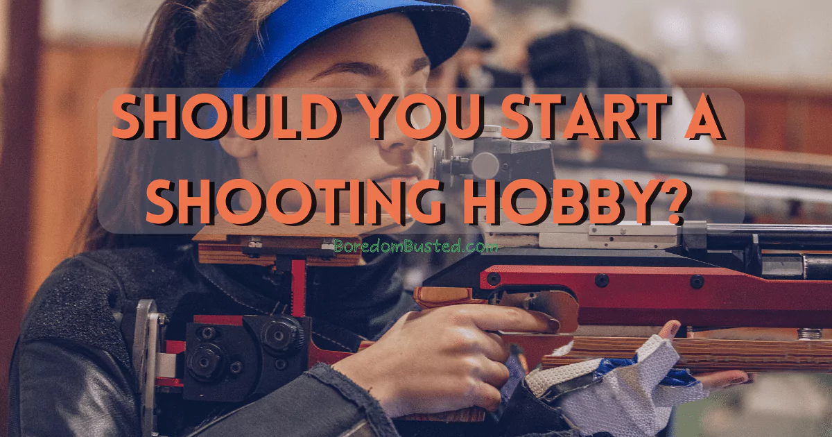 background image a woman with a rifle. "Should you start a shooting hobby?