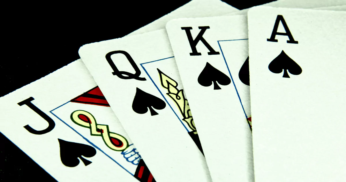 4 spade playing cards up close A K Q J