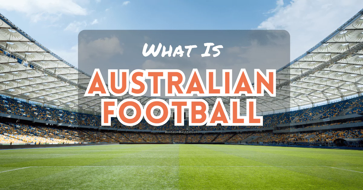Welcome to Australian Football! "what is australian football" stadium in the background with grass