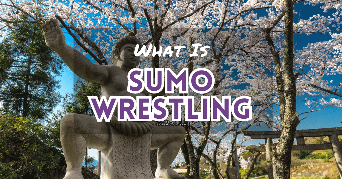 What is Sumo Wrestling? featured image, sumo statue under beautiful Japanese tree